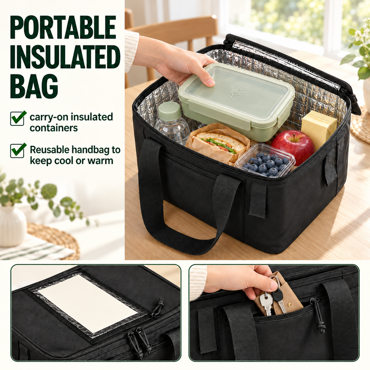 Folding Rear Bike Basket with Removable Liner, Rain Cover & Cargo Net, Quick-Release Basket for Most Bicycle Rear Racks