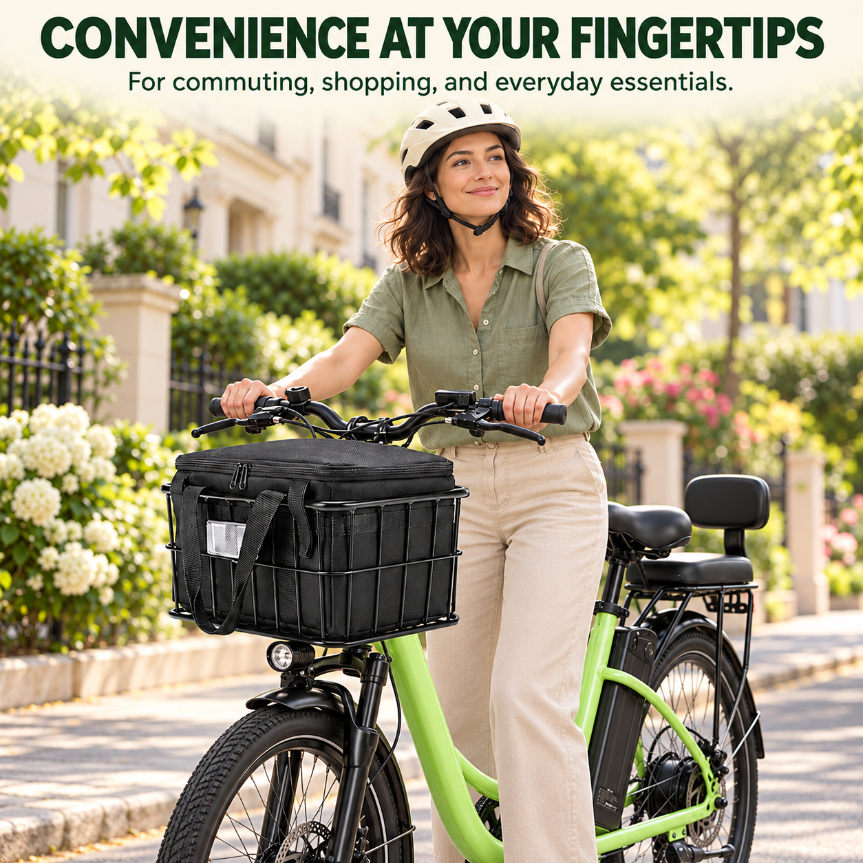 Front Bike Basket with Removable Liner Bag – Heavy-Duty Metal Bicycle Basket for E-Bikes & City Bikes