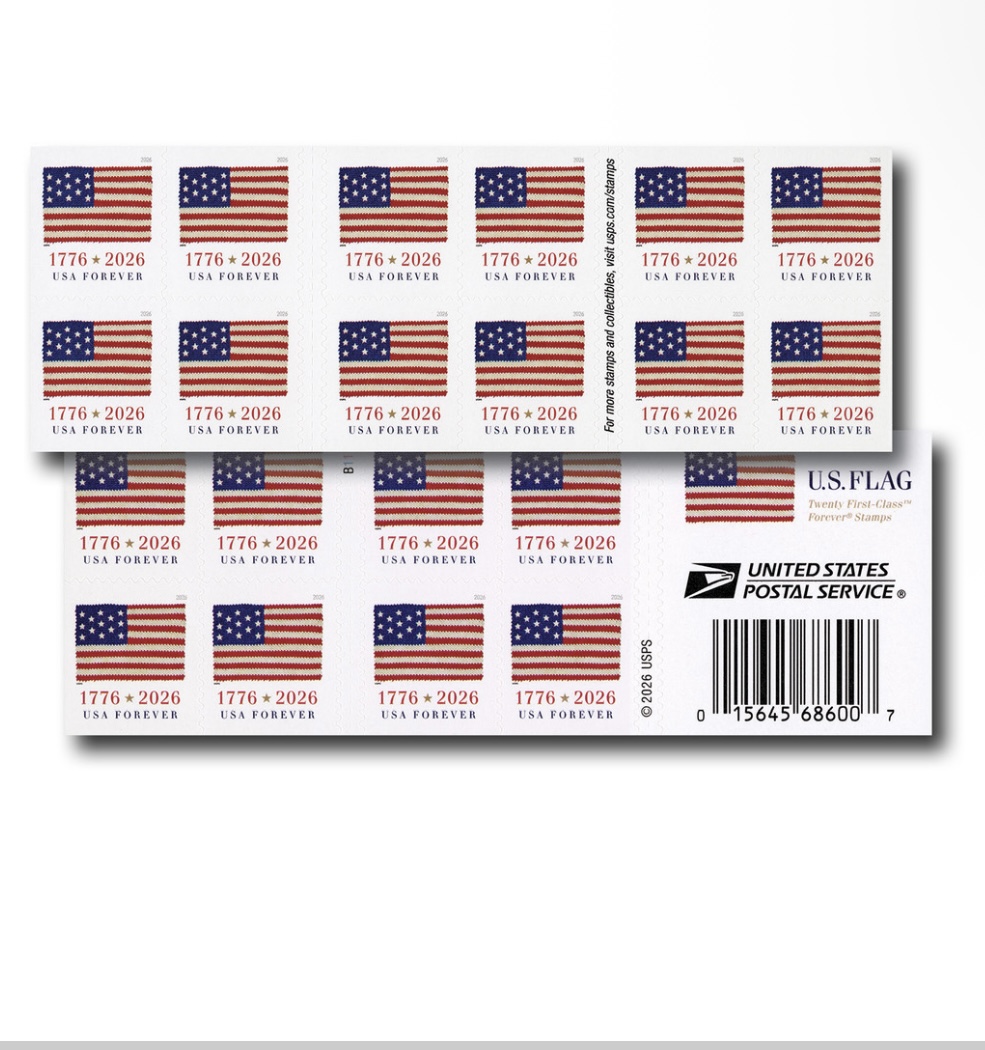 U.S. Flags 2026 Stamps, Booklet of 20