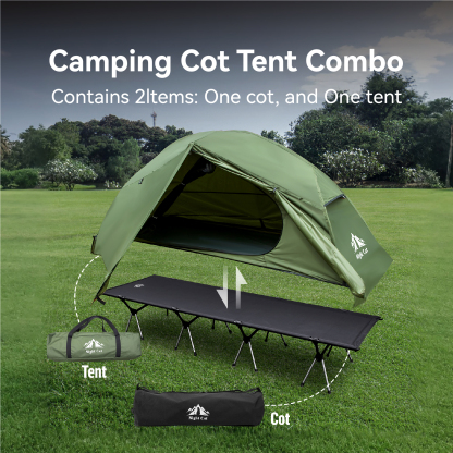 Night Cat Camping Cot Tent Waterproof 1 Person Off-Ground Combo Cot Bed for Adults Portable Easy Set-up Tent 27.5'' Width