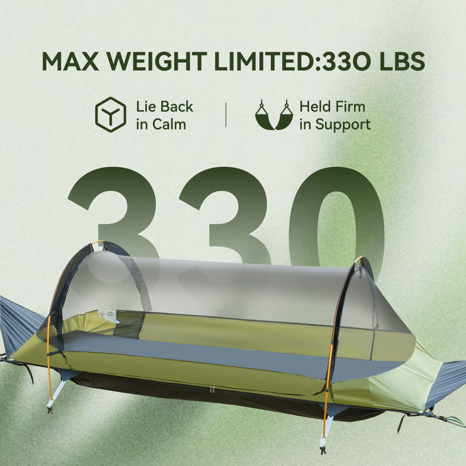Night Cat Lay Flat Hammock Tent with Mosquito Net & Rainfly