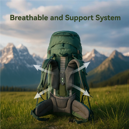 Night Cat Internal-frame Hiking Backpack: 100L Large Camping Backpack for Men Women Traveling Waterproof Rain Cover