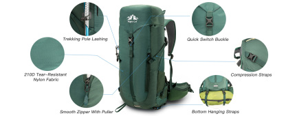 Night Cat Internal-frame Hiking Backpack: 100L Large Camping Backpack for Men Women Traveling Waterproof Rain Cover