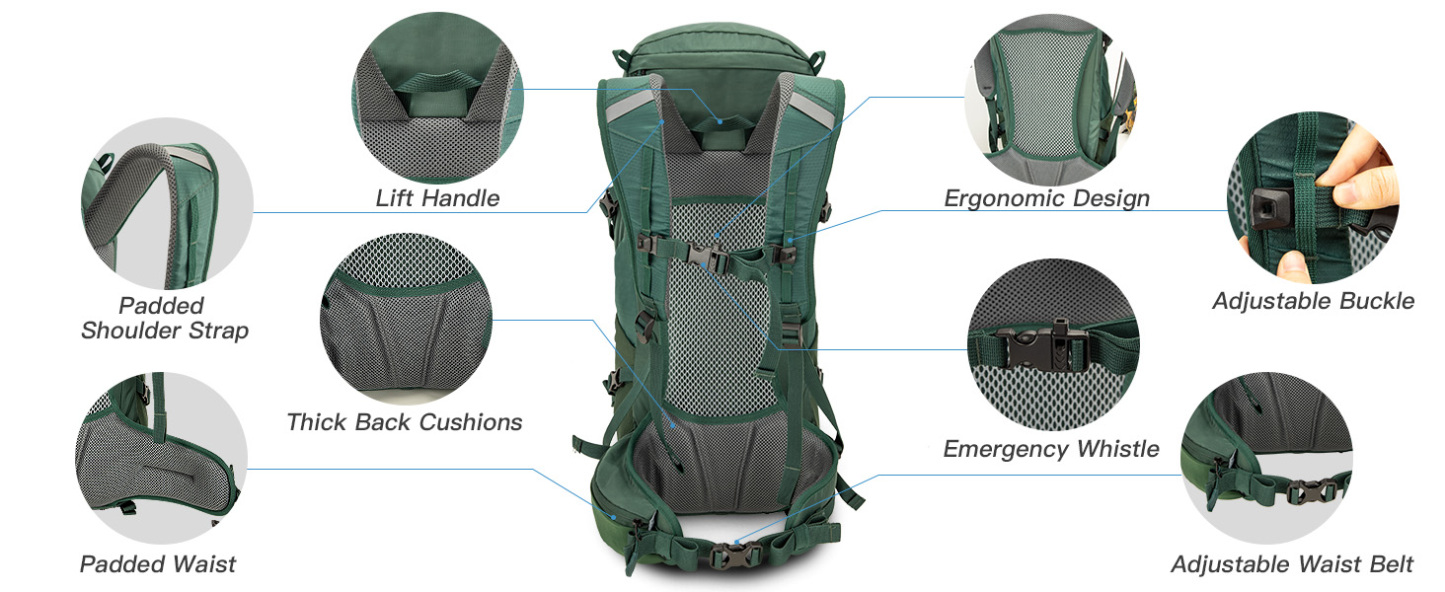 Night Cat Internal-frame Hiking Backpack: 100L Large Camping Backpack for Men Women Traveling Waterproof Rain Cover
