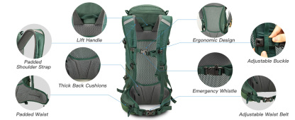 Night Cat Internal-frame Hiking Backpack: 100L Large Camping Backpack for Men Women Traveling Waterproof Rain Cover