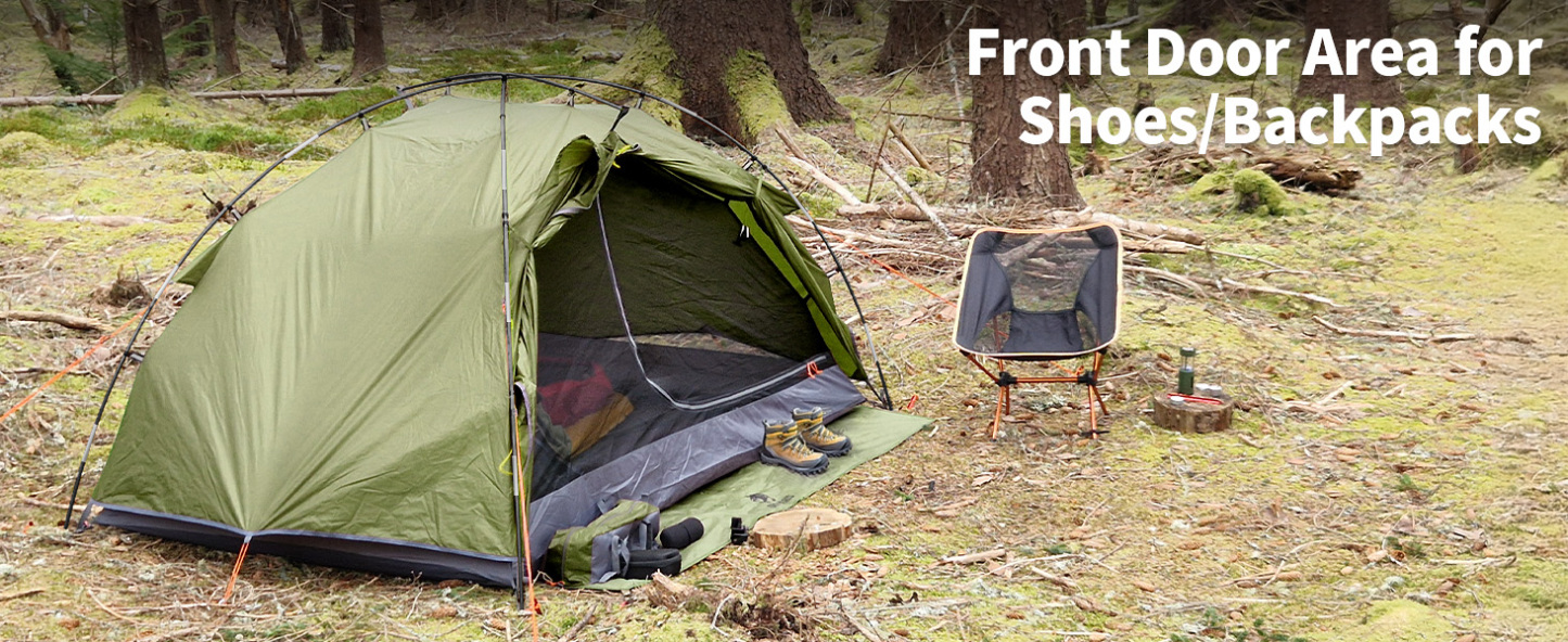 Night Cat Backpacking Tents 2 Persons Fast Setup Hiking Camp Tent with Foldable Pole Double Layers Two Doors Waterproof Lightweight Compact 7x4.4ft with Fiberglass Pole