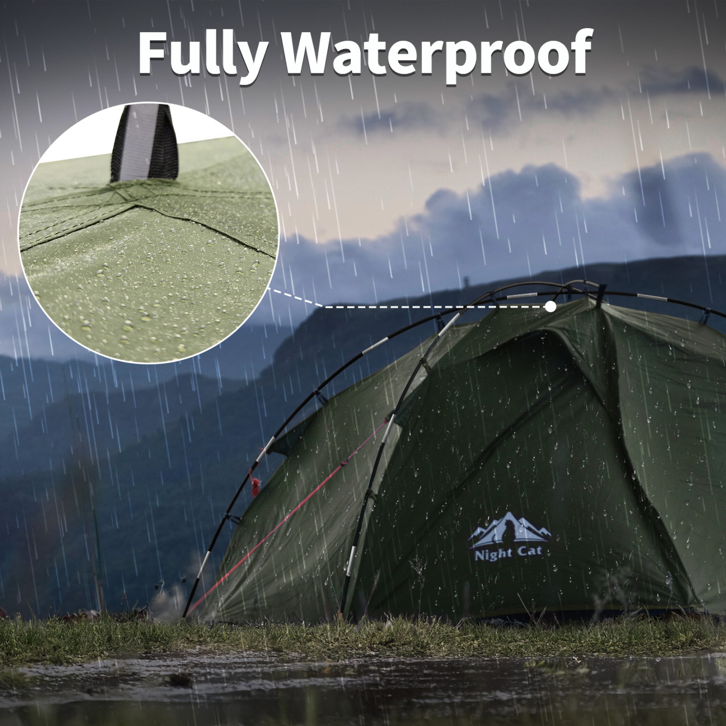 Night Cat Backpacking Tents 2 Persons Fast Setup Hiking Camp Tent with Foldable Pole Double Layers Two Doors Waterproof Lightweight Compact 7x4.4ft with Fiberglass Pole