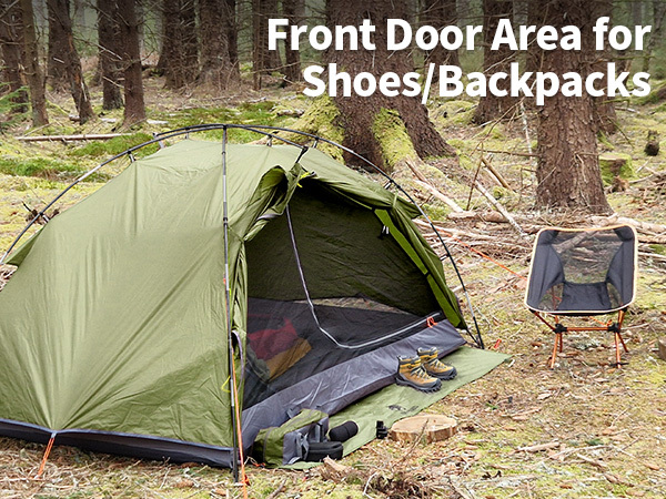 Night Cat Backpacking Tents 2 Persons Fast Setup Hiking Camp Tent with Foldable Pole Double Layers Two Doors Waterproof Lightweight Compact 7x4.4ft with Fiberglass Pole