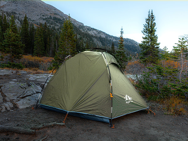 Night Cat Backpacking Tents 2 Persons Fast Setup Hiking Camp Tent with Foldable Pole Double Layers Two Doors Waterproof Lightweight Compact 7x4.4ft with Fiberglass Pole
