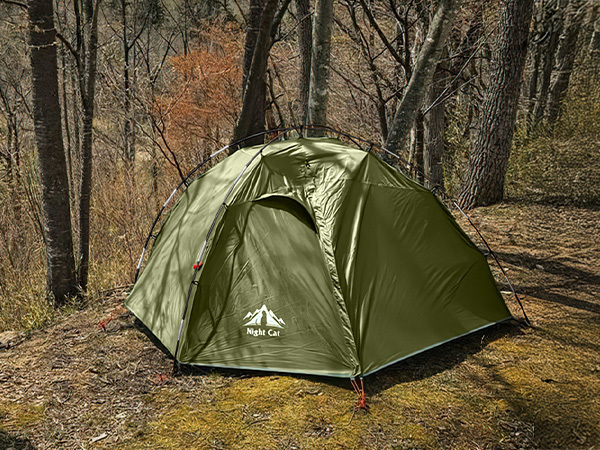 Night Cat Backpacking Tents 2 Persons Fast Setup Hiking Camp Tent with Foldable Pole Double Layers Two Doors Waterproof Lightweight Compact 7x4.4ft with Fiberglass Pole