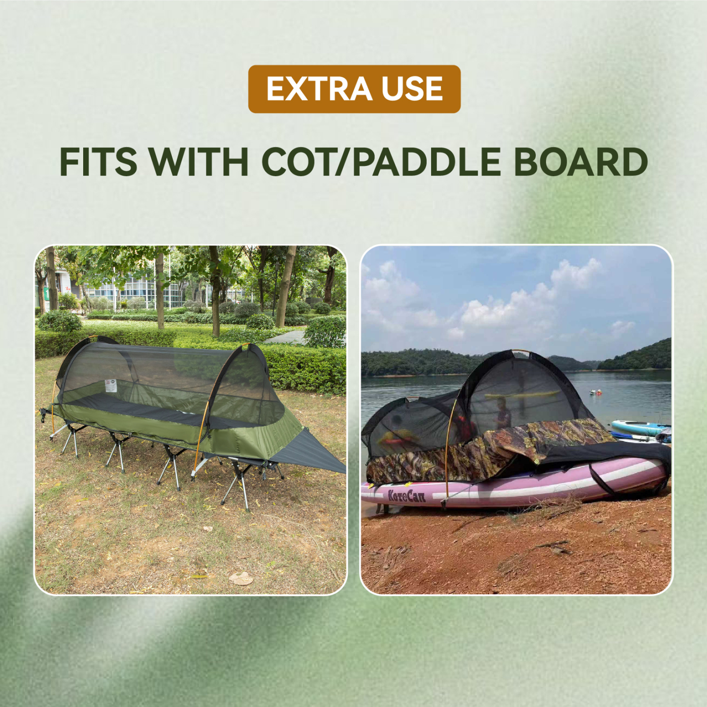 Night Cat Flat Lay Hammock Tent with Mosquito Net Waterproof Rainfly Storage Room for 1 Person Backpacking Hiking Camping Lightweight 440LBS 87x28x19in Army Green