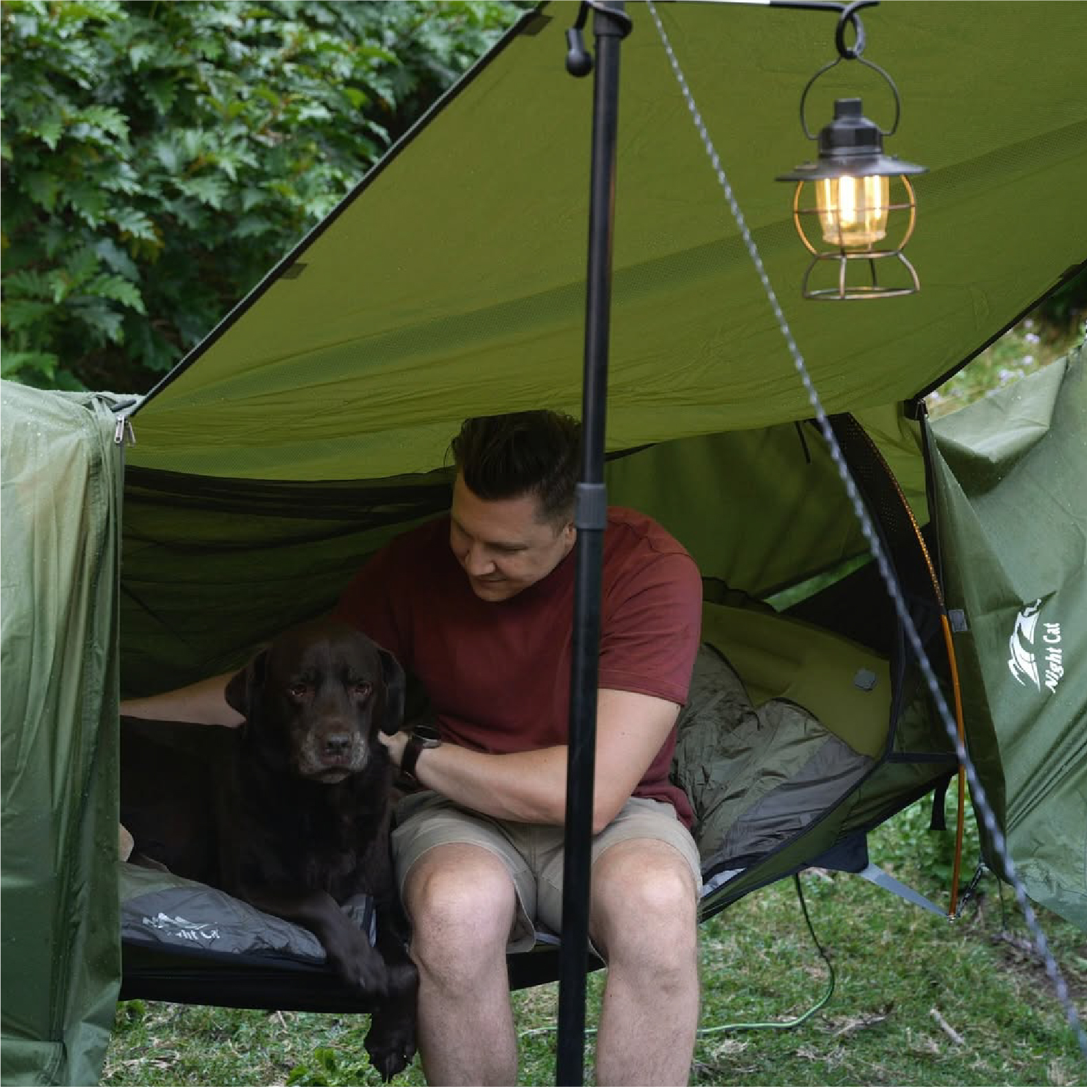 Night Cat Lay Flat Hammock Tent with Mosquito Net & Rainfly