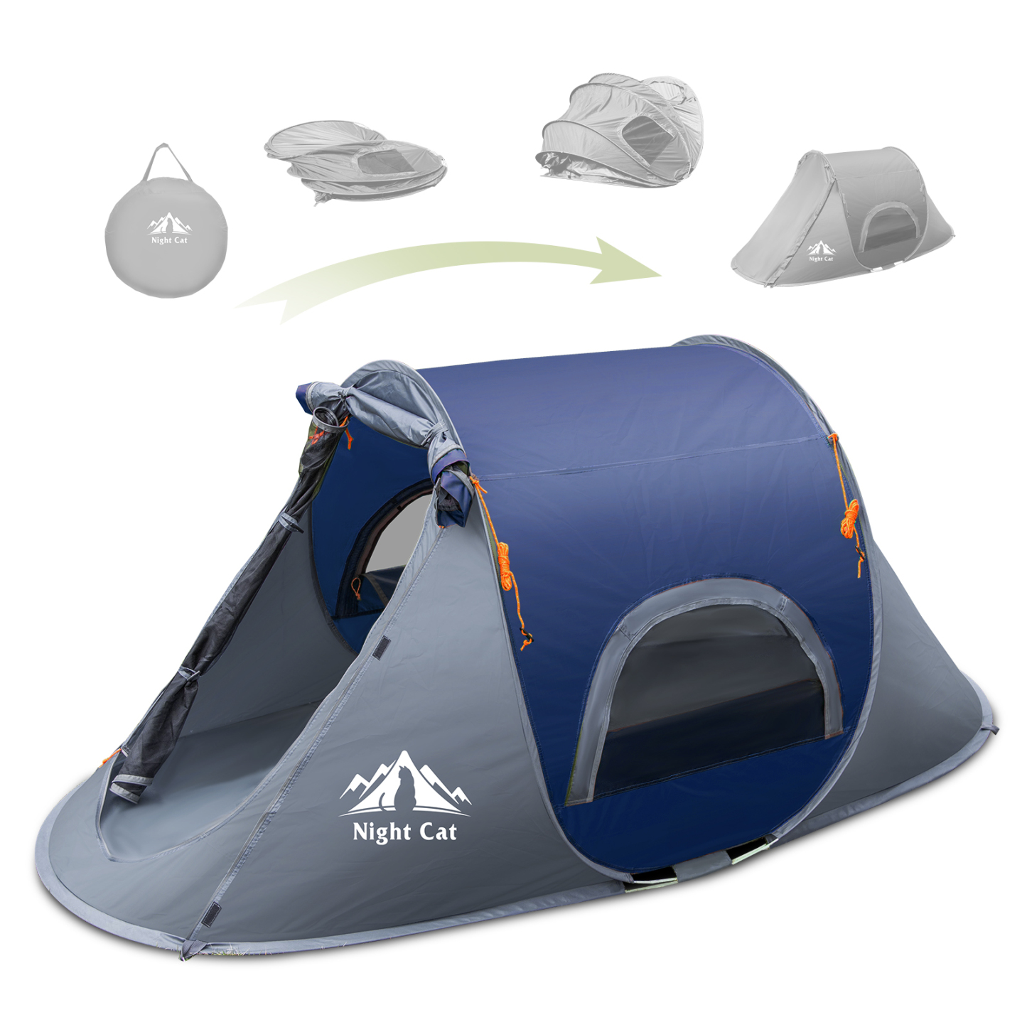 Night Cat Pop-up Camping Tent: 1 Person Tent Waterproof Instant Easy Setup Outdoor Tent