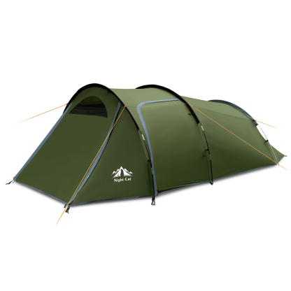 Night Cat Tunnel Tent for Camping: Lightweight Camping Tent 4 Person Tent with Porch Waterproof Family Weekend Camping
