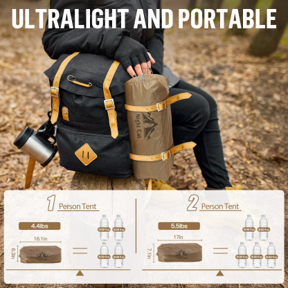 Night Cat 1 Man Tent Ultralight: Backpacking Tent 1  Person Waterproof Lightweight for Camping Trekking Hike Outdoor