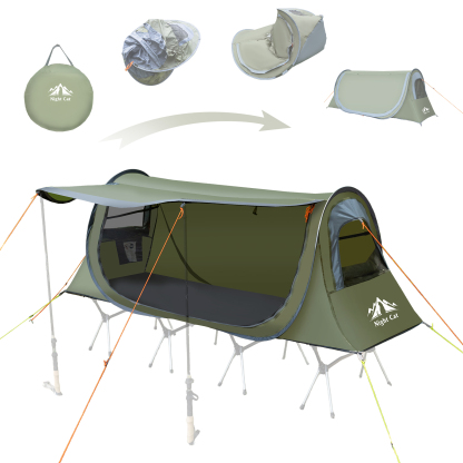 Night Cat Pop-up Camping Tent: 1 Person Tent Waterproof Instant Easy Setup Tunnel Tent Fits with Camping Cot (Excluded)