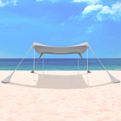 Night Cat Beach Tent Sun Protection Awning UPF 50+ UV Protection with Sand Anchor Aluminium Poles for Beach