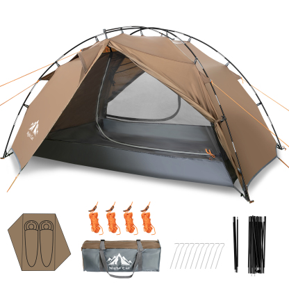 Night Cat Backpacking Tents 2 Persons Fast Setup Hiking Camp Tent with Foldable Pole Double Layers Two Doors Waterproof Lightweight Compact 7x4.4ft with Fiberglass Pole