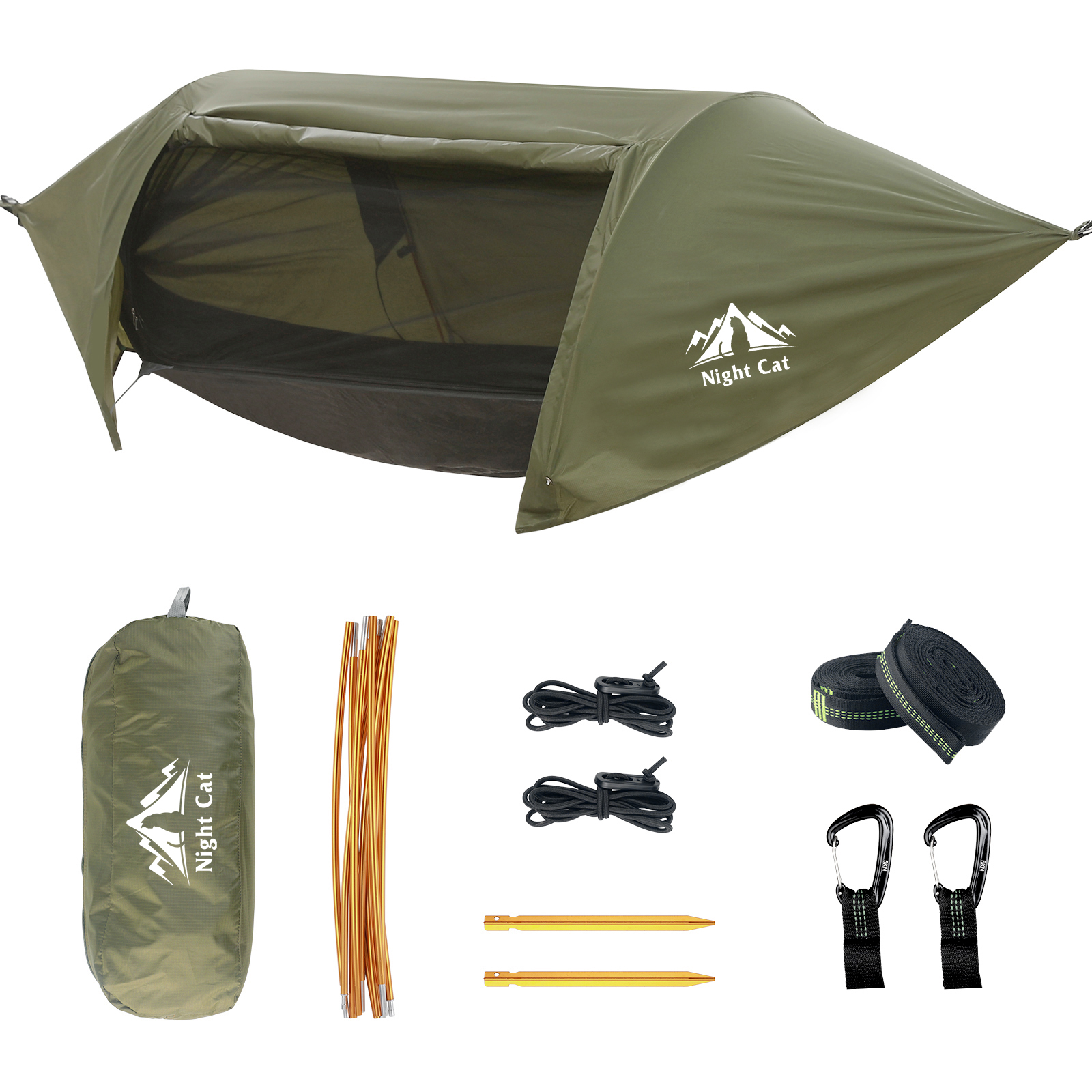 Night Cat Backpacking Tent with Inflatable Double Sleeping Pad Lightweight Waterproof Portable Easy Setup Outdoors for 2 Persons並行輸入 Best Camping Hammock tent with Mosquito Net and Rainfly \u2013 Night