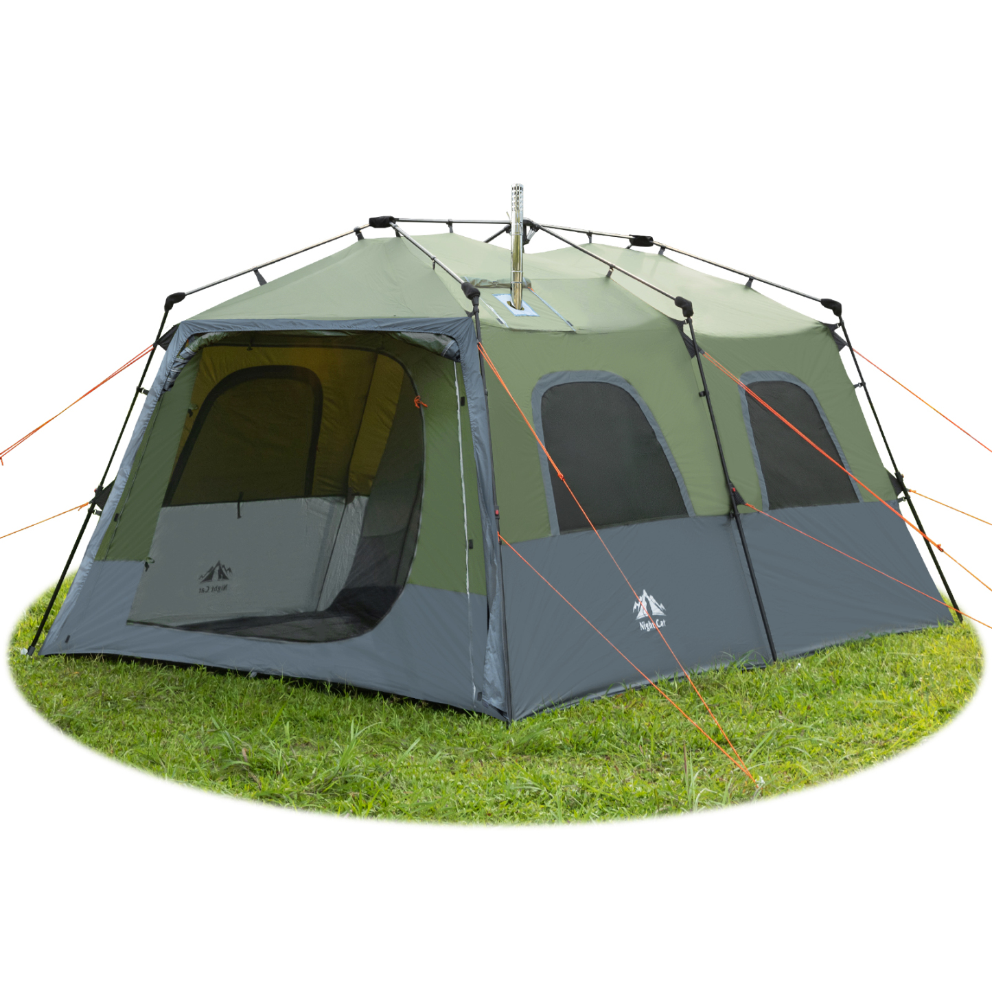 Night Cat 8-Persons Camping Tent: Large Waterproof Instant Cabin Hot Tent with Canopy and Stove Jack for Family Glamping