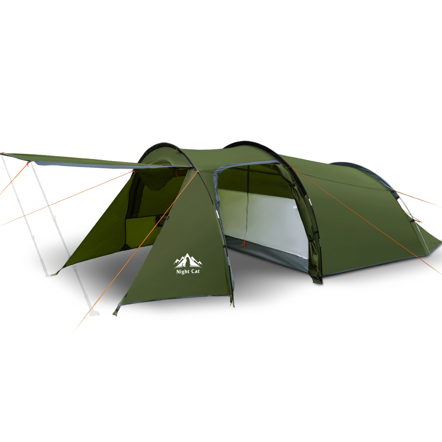 Night Cat Tunnel Tent for Camping: Lightweight Camping Tent 4 Person Tent with Porch Waterproof Family Weekend Camping
