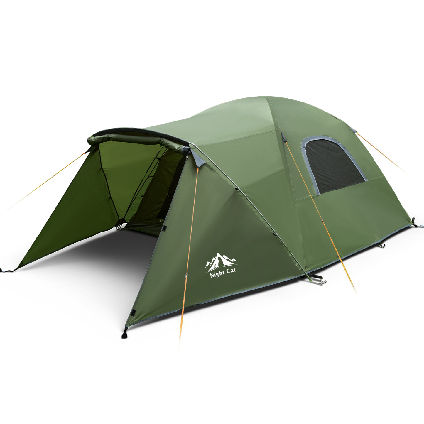 Night Cat 4 Man Family Tent with Porch | Camping, Lightweight, Waterproof Tent, Large Living Area, Adults, Hiking, Trekking, Outdoor