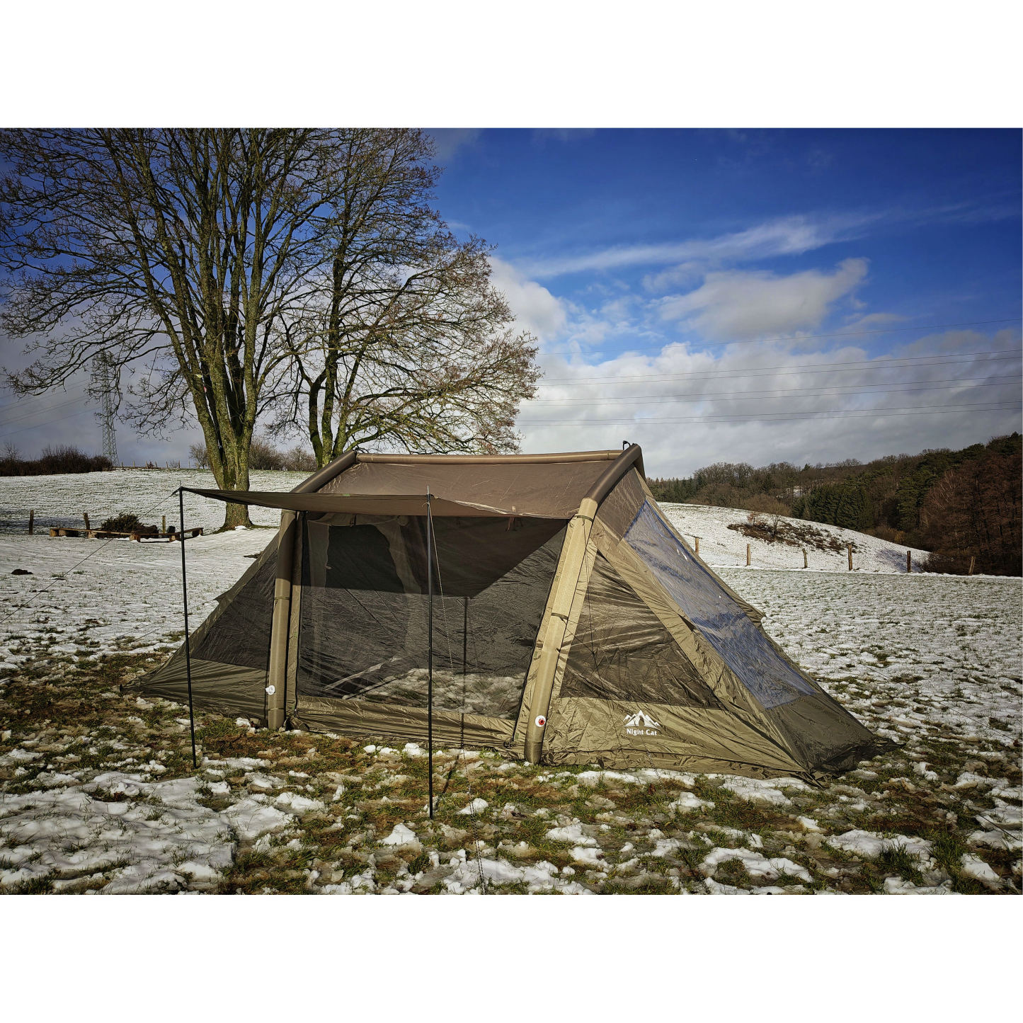 Night Cat 8-Person Inflatable Tent: Waterproof Spacious Blow-up Tent with Easy Set Up Pump for Family Winter Camping and Outdoor Events