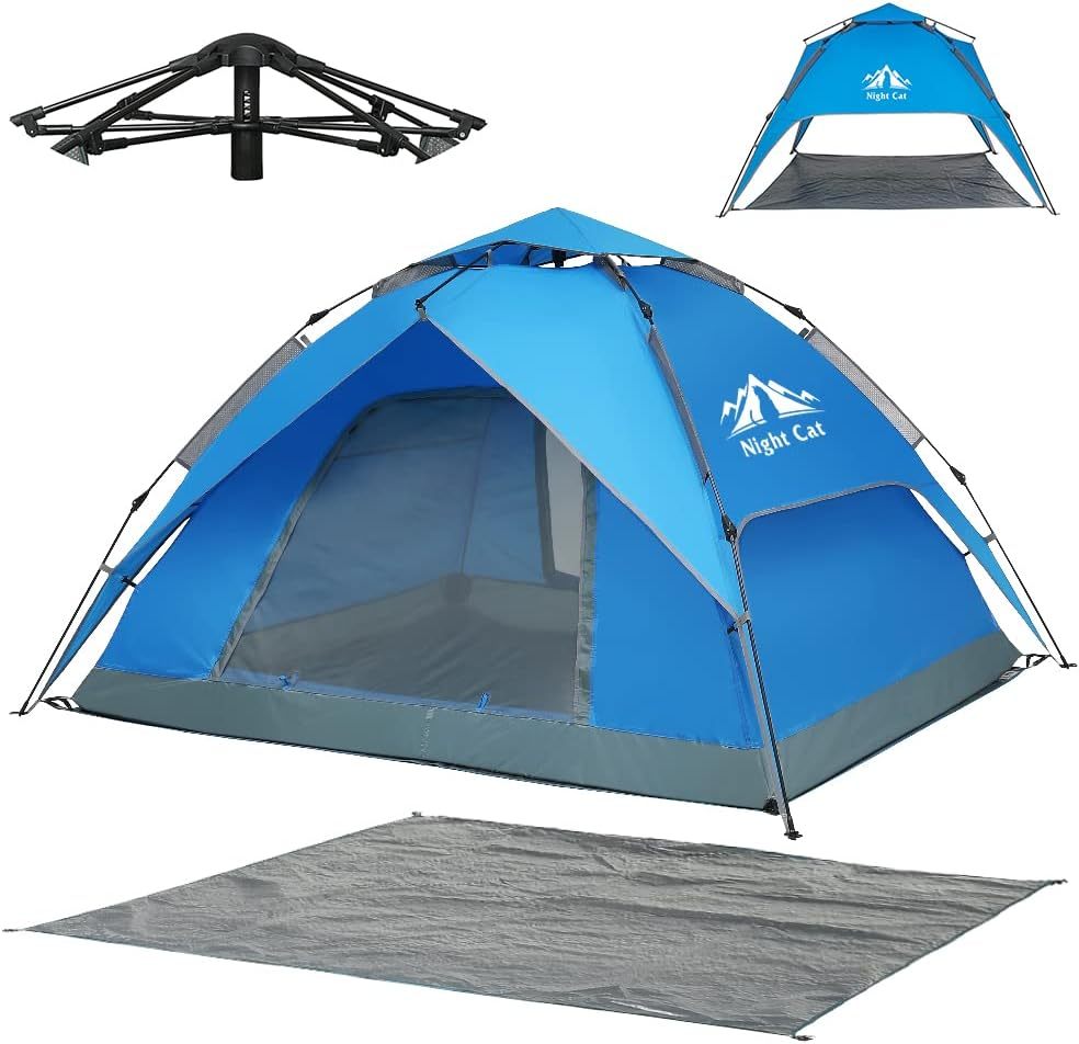Night Cat 2-4 Person Pop Up Camping Tent | Waterproof & Instant Setup