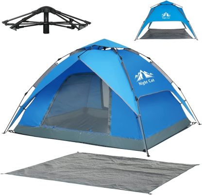 Night Cat 2-4 Person Pop Up Camping Tent | Waterproof & Instant Setup