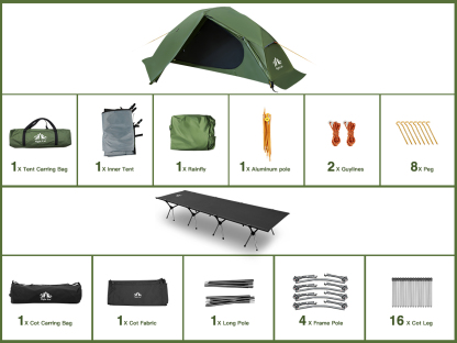 Night Cat Camping Cot Tent Waterproof 1 Person Off-Ground Combo Cot Bed for Adults Portable Easy Set-up Tent 27.5'' Width