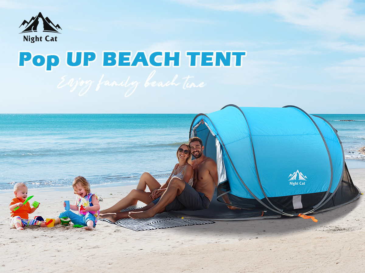 Night Cat Pop-up Beach Tent: Large Sun Shade Shelter for 2-4 Persons Picnic Sport Activities