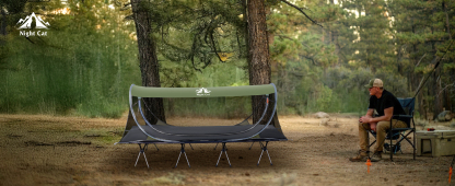 Night Cat Pop-up Mosquito Tent: 1 Person Camping Tent with Bug Screen Net Easy Set-up Tent Fits with Camping Cot (Exclueded)