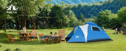 Night Cat Instant Popup Tents 2-3 Persons with Footprint Tarp Easy Setup Camping Tent with Rainfly Double Layers Waterproof Automatic Hydraulic Mechaism