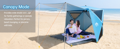 Night Cat Pop-up Beach Tent: 3 4 Persons Beach Shelter with Canopy and Footprint, UPF 50+ UV Protection Backyard Camping Outdoor Canopy Poles Not Included