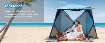 Night Cat Pop-up Beach Tent: 3 4 Persons Beach Shelter with Canopy and Footprint, UPF 50+ UV Protection Backyard Camping Outdoor Canopy Poles Not Included