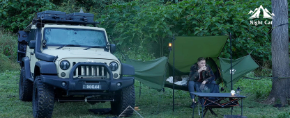 Night Cat Flat Lay Hammock Tent with Mosquito Net Waterproof Rainfly Storage Room for 1 Person Backpacking Hiking Camping Lightweight 440LBS 87x28x19in Army Green