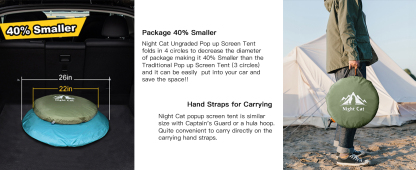 Night Cat Pop-up Mosquito Tent: 1 Person Camping Tent with Bug Screen Net Easy Set-up Tent Fits with Camping Cot (Exclueded)