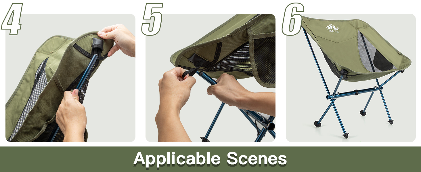 thumbnail image 2 of Night Cat Ultralight Backpacking Chair – Compact Foldable Camping Chair, 330lb Capacity 2 of 5