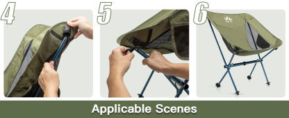 Night Cat Backpacking Chair Ultralight: Camping Chairs Foldable Portable Compact Supports 330 LBS Green