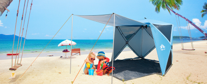 Night Cat Pop-up Beach Tent: 3 4 Persons Beach Shelter with Canopy and Footprint, UPF 50+ UV Protection Backyard Camping Outdoor Canopy Poles Not Included