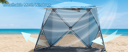 Night Cat Pop-up Beach Tent: 3 4 Persons Beach Shelter with Canopy and Footprint, UPF 50+ UV Protection Backyard Camping Outdoor Canopy Poles Not Included