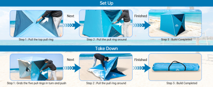 Night Cat Pop-up Beach Tent: 3 4 Persons Beach Shelter with Canopy and Footprint, UPF 50+ UV Protection Backyard Camping Outdoor Canopy Poles Not Included