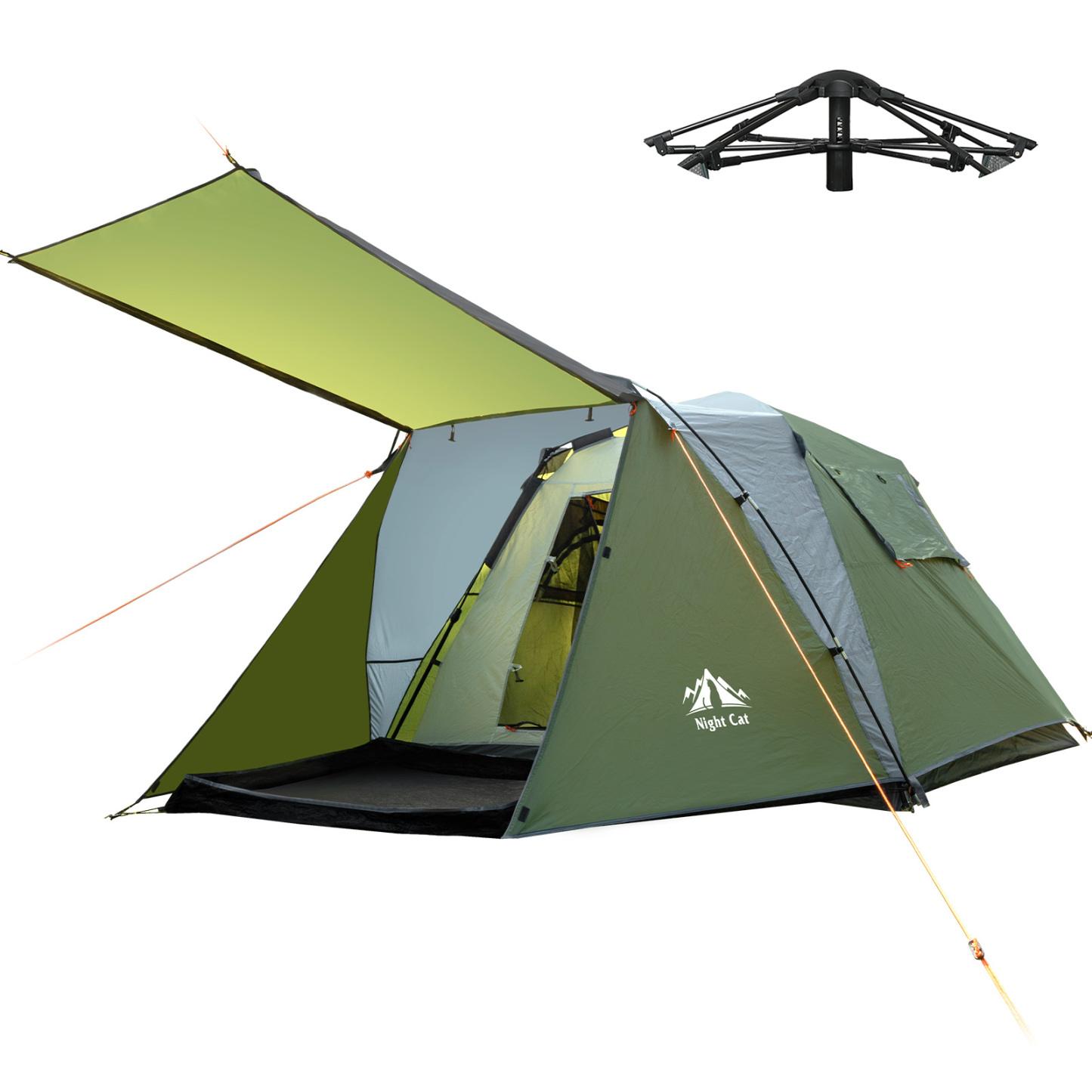 Night Cat Cabin Tent: 3-Person Pop Up with Vestibule