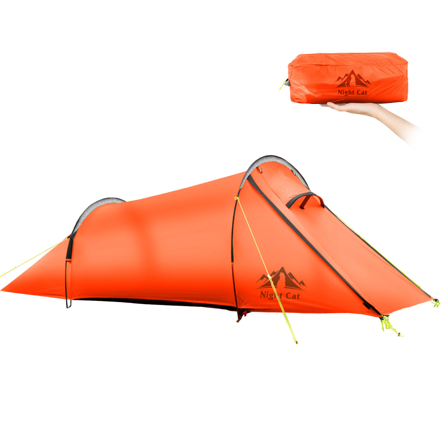 Night Cat 1 Person Tunnel Tent: Ultralight Backpacking Tent Waterproof for Camping Travel Wild