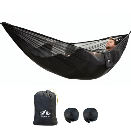 Night Cat Ultralight Pocket Hammock: Durable Tree Hammock Tear-Resistant Dyneema Fabric Only 0.66lb Max Load 330lbs Portable for Solo Hiking Backpacking