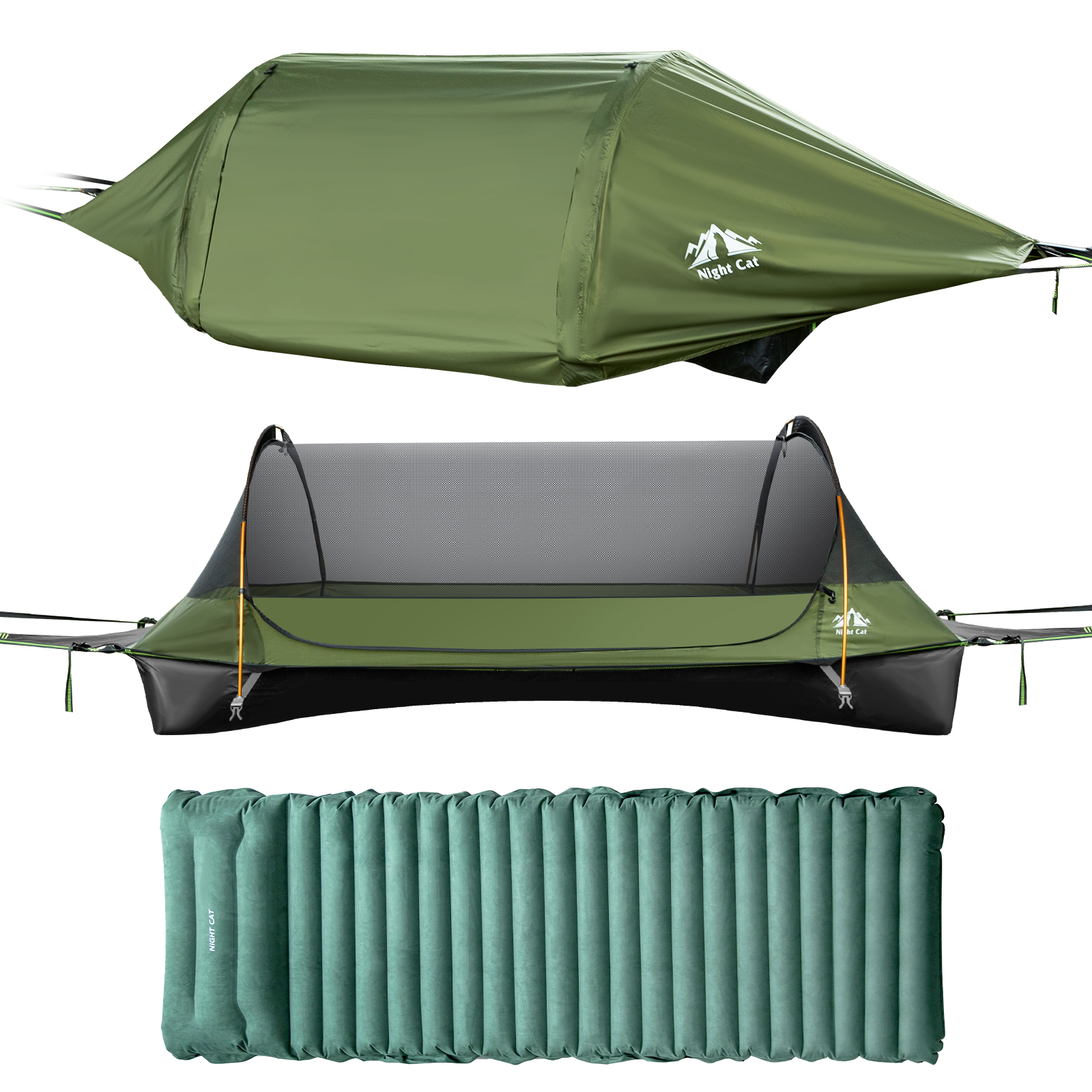 星野様用 Night Cat ナイトキャット ハンモックテント エアマット付き Night Cat Flat Lay Hammock Tent with Mosquito Net Waterproof