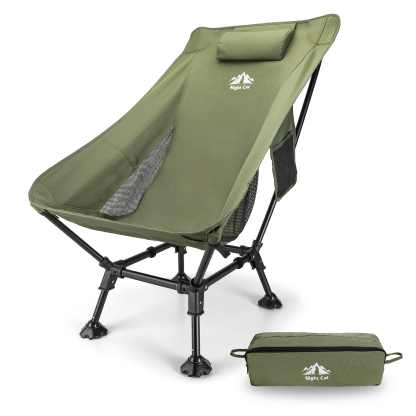 Night Cat High-Back Camping Chair: Lightweight Comfortable Backpacking Chair with Head Support and Anti-Sinking Feet for Hiking Lawn Mountain 330 LBS Green