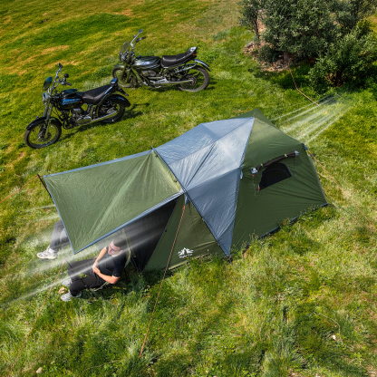 Night Cat Black Out Cabin Tent with Vestibule: 3 Persons Pop Up Camping Tent Double Layers Easy Quick Setup Waterproof
