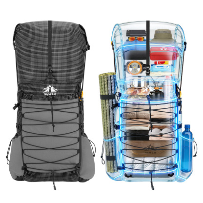 Night Cat Internal-frame Hiking Backpack: 70L Lightweight Travel Backpack with Rain Cover for Men Women Hiking Camping Backpacking Black