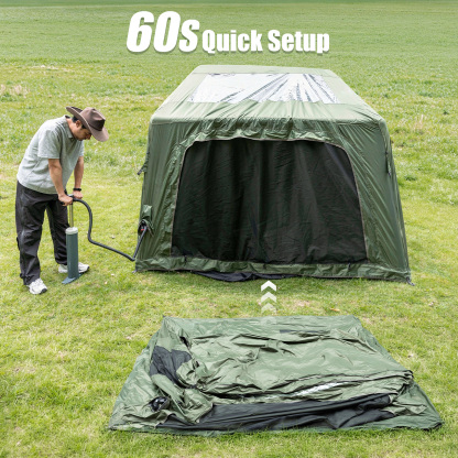 Night Cat Inflatable Camping Tent: 60 Second Easy Set Up for 4 Persons | Easy Blow Up Tent With Hand Pump for Beginner - One Person Quick Inflation - Stay Up All Day for Family Outdoor Camping
